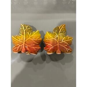 Salt and pepper maple leaf vintage porcelain autumnal colors